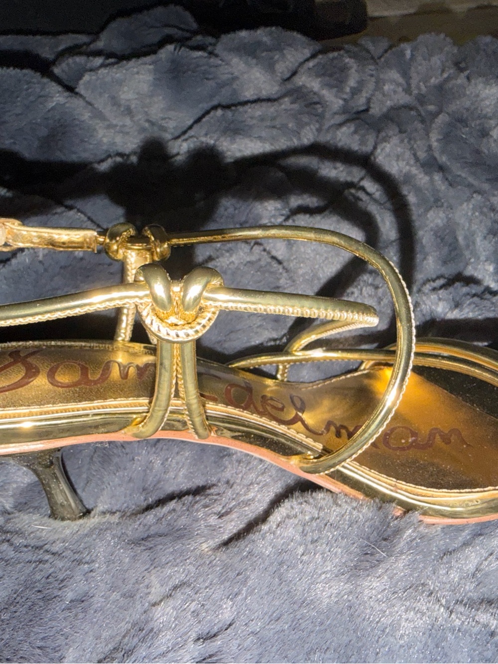 Sam Edelman Gold Metallic Multi-Strap Heeled Sandals - Picture 2 of 3